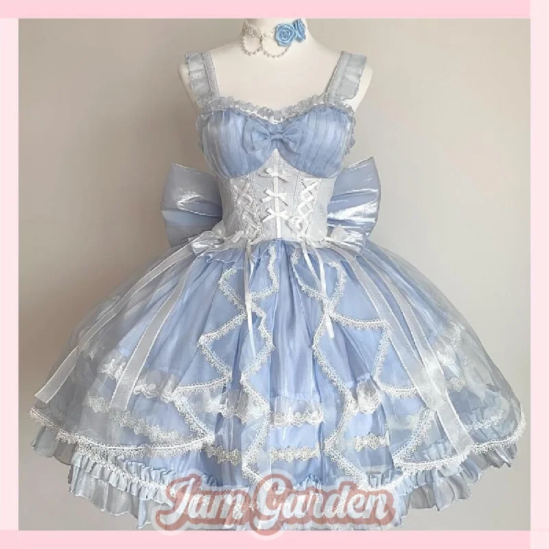 Ballet style lace bow multicolor lolita dress Tunics Sophisticated sleek