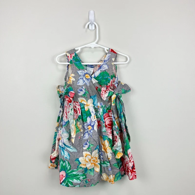 Vintage Polly Flinders Floral Wrap Bow Dress 5T USA Tunics Business professional