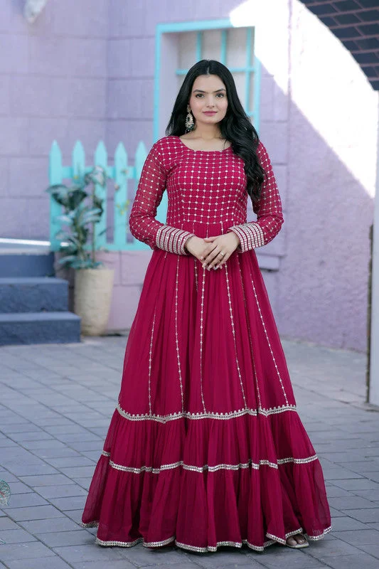 Jyoti Fashion Women's Rani Pink Faux Blooming Sequins with Zari Embroidered Anarkali Dress Tunics Short Trendy Jyoti Fashion Women's Rani Pink Faux Blooming Sequins with Zari Embroidered Anarkali Dress Tunics Short Trendy