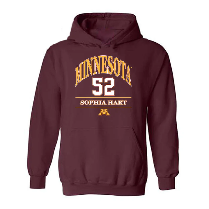 Minnesota - NCAA Women's Basketball : Sophia Hart - Classic Fashion Shersey Hooded Sweatshirt Hoodie with High-Low Hem Asymmetrical Trendy