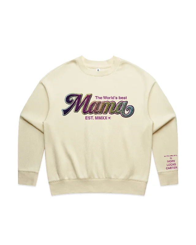 Custom Printed Sweatshirt for Mum - With Custom date and names on sleeve - 06_Mama Style Hoodie with Slit Hem Functional Movement