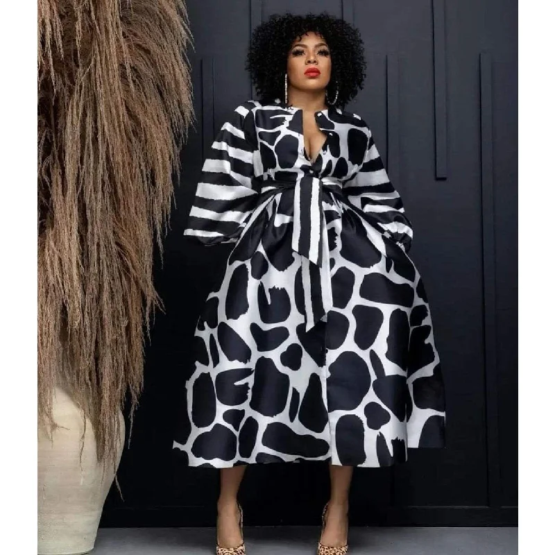Zebra Print Bubbles Dress Tunics Satin smooth
