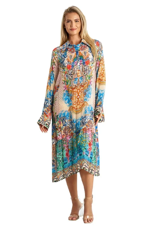 A-Line Kaftan Collar Dress Tunics Essential wardrobe