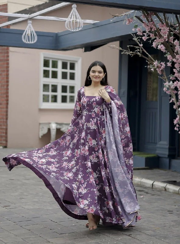 Jyoti Fashion Women's Wine Faux Georgette Floral Digital Printed Anarkali Dress with Dupatta Tunics Gym athletic Jyoti Fashion Women's Wine Faux Georgette Floral Digital Printed Anarkali Dress with Dupatta Tunics Gym athletic
