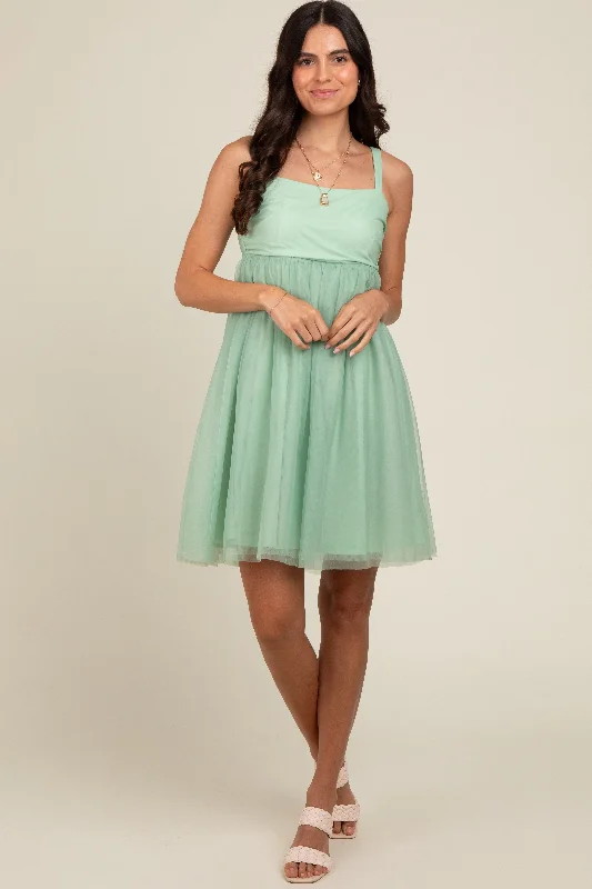 Light Olive Tulle Skirt Dress Tunics Sophisticated sleek