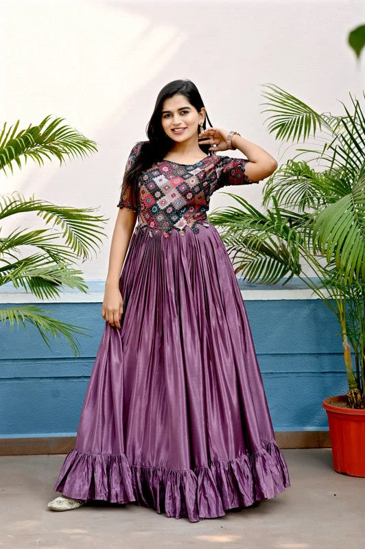 Jyoti Fashion Women's Purple Sequins Work Chinon Partywear Anarkali Dress Tunics Floral girly Jyoti Fashion Women's Purple Sequins Work Chinon Partywear Anarkali Dress Tunics Floral girly