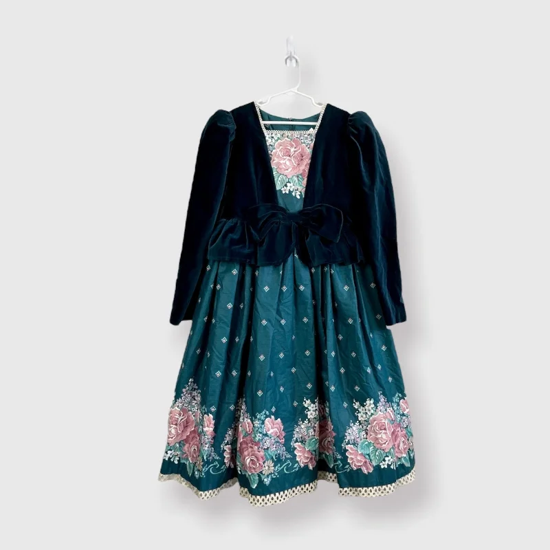 Vintage Daisy Kingdom Green Velvet Floral Holiday Dress 10 Tunics Versatile all-occasion Vintage Daisy Kingdom Green Velvet Floral Holiday Dress 10 Tunics Versatile all-occasion