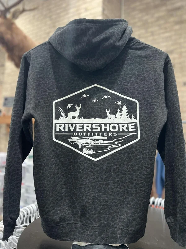RSO Black Leopard Hooded Sweatshirt Hoodie with Cuffed Sleeves Snug Secure