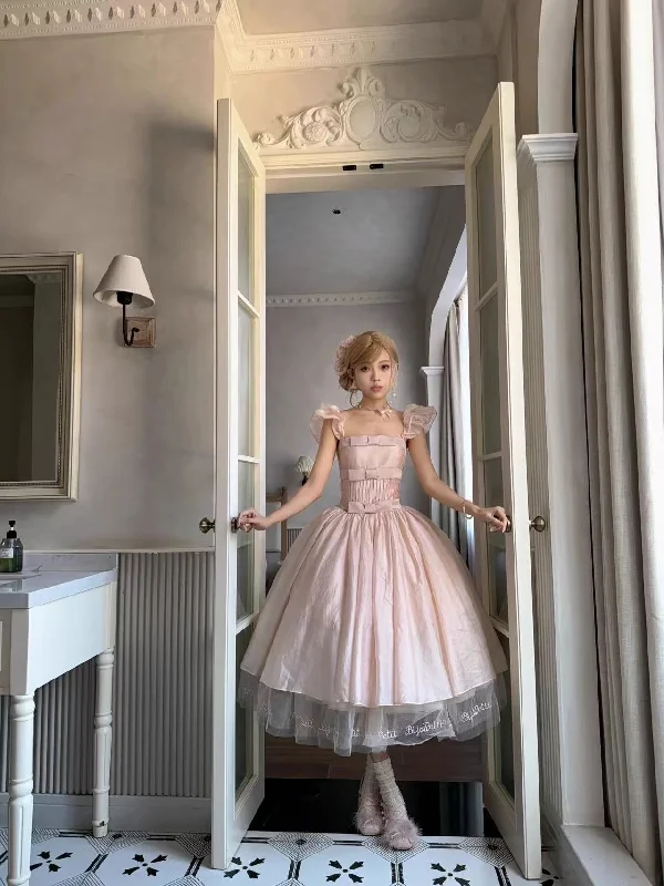 Pink long elegant dress Boat Neckline Classic