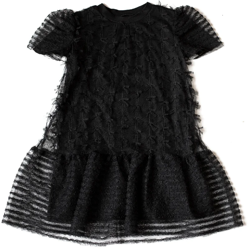 Suoak Three Quarter SLeeve Black Lace Dress Tunics Short Trendy