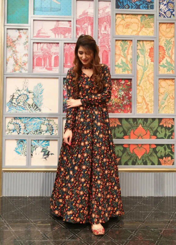 Jyoti Fashion Women's Coffee Heavy Digital Printed Cotton Silk Anarkali Dress Tunics Fashionable chic Jyoti Fashion Women's Coffee Heavy Digital Printed Cotton Silk Anarkali Dress Tunics Fashionable chic
