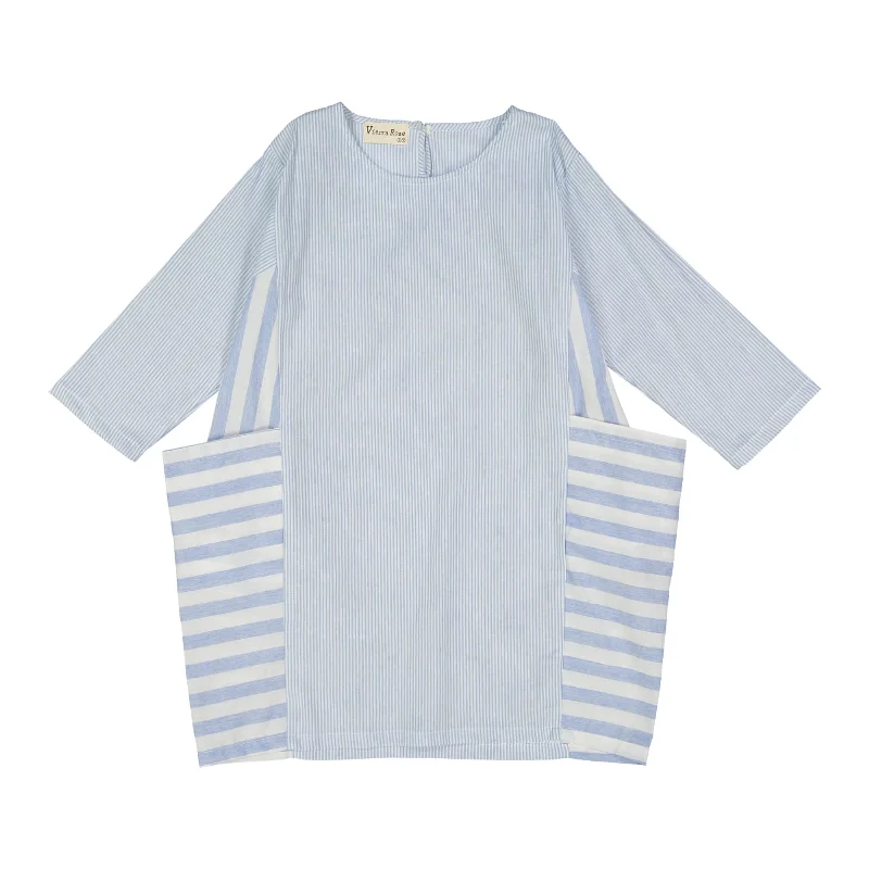 Vierra Rose Blue Stripe Pocket Dress Tunics Plaid country