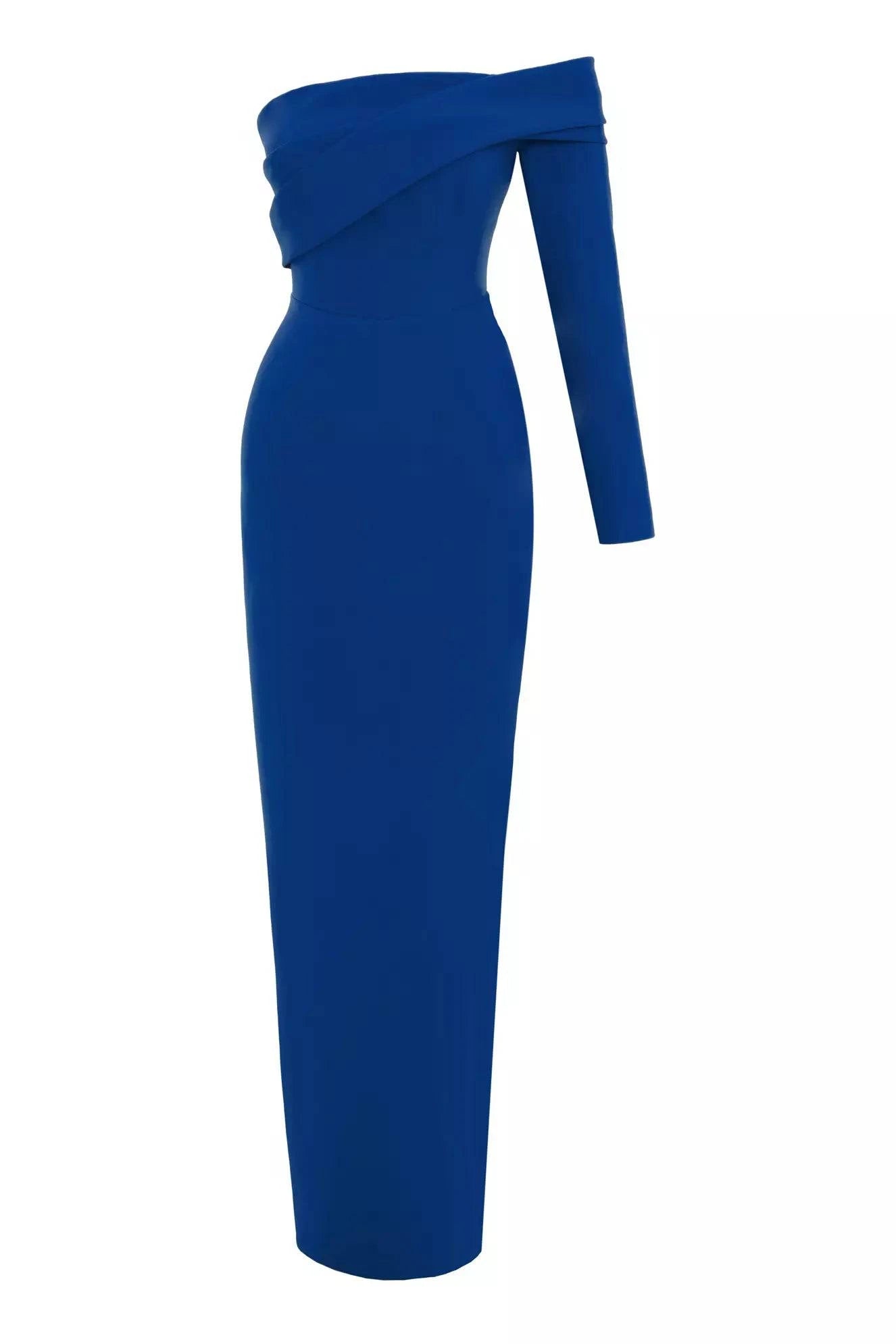 Crepe Single Sleeve Long Dress - Blue Tunics Practical durable