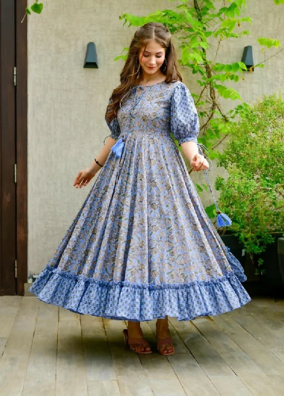 Jyoti Fashion Women's Blue Heavy Digital Printed Cotton Silk Anarkali Dress Tunics Favorite customer Jyoti Fashion Women's Blue Heavy Digital Printed Cotton Silk Anarkali Dress Tunics Favorite customer