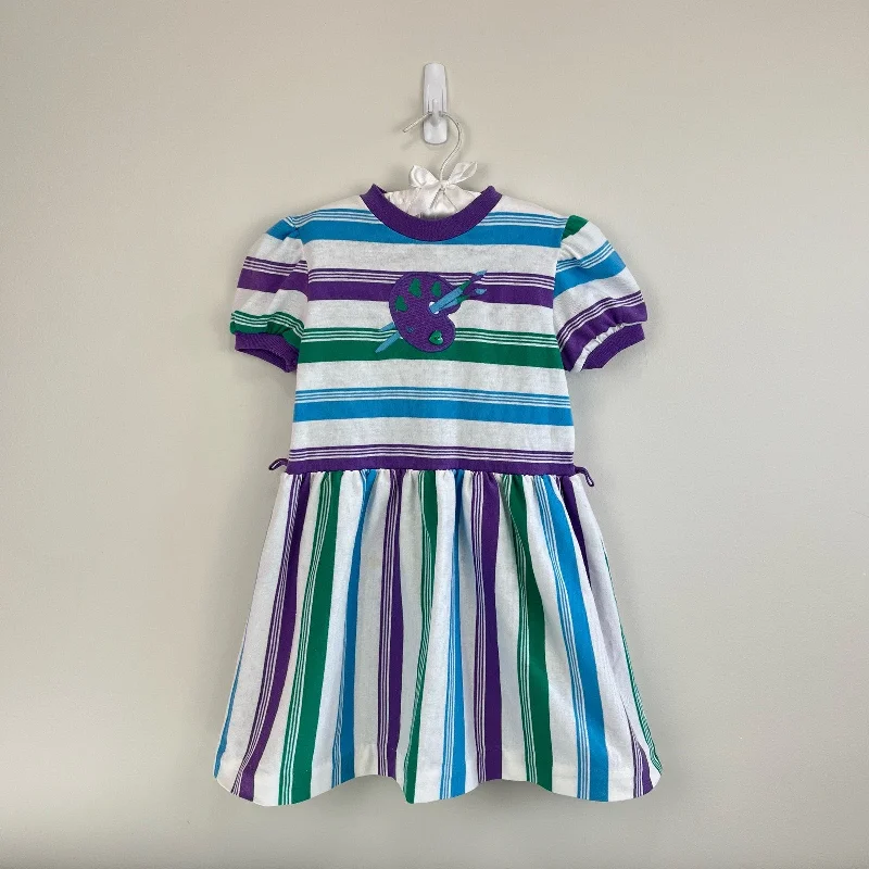 Vintage Healthtex Striped Artist Dress 6 USA Crew Neckline Sporty