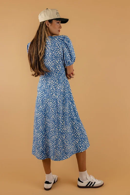 True Blue Puff Sleeve Dress Tunics Spring floral