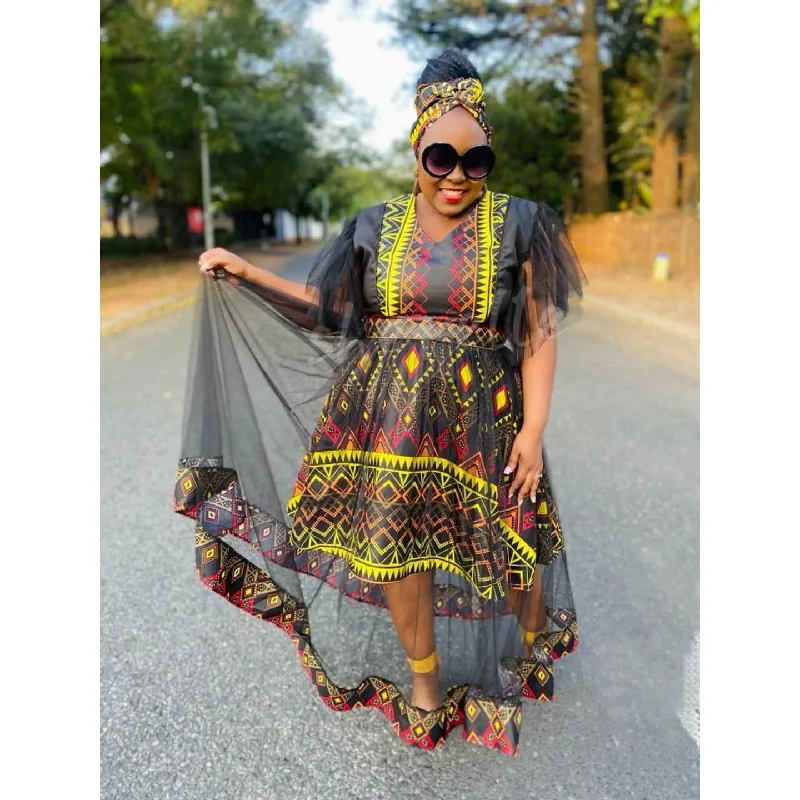 African Printed Traditional 2 pieces Set Dress Tunics Running lightweight