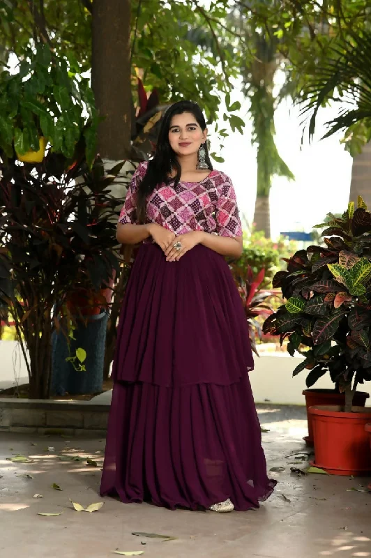 Jyoti Fashion Women's Wine Printed with Sequins Faux Blooming Anarkali Dress Tunics Chic elegant Jyoti Fashion Women's Wine Printed with Sequins Faux Blooming Anarkali Dress Tunics Chic elegant