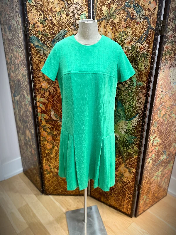1960s Kelly Green Drop Waist Dress Tunics Denim casual