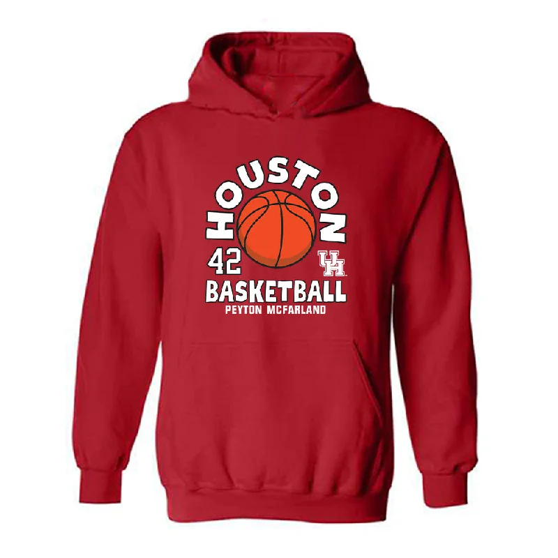 Houston - NCAA Women's Basketball : Peyton McFarland - Fashion Shersey Hooded Sweatshirt Hoodie with Monochrome Minimalist Simple