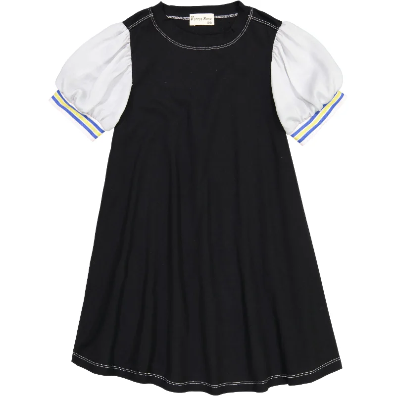 Vierra Rose Puff Sleeve Full Dress - Black Tunics Solid Classic