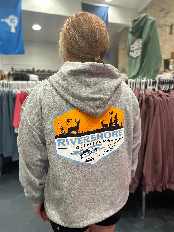 RSO Logo Hooded Sweatshirt, Sport Grey Hoodie with Contrast Stitching Detailed Premium