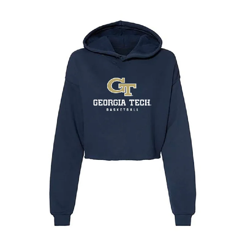 Georgia Tech - NCAA Women's Basketball : Danielle Carnegie - Women's Crop Fleece Hoodie Hoodie with Emblem Brand Identity