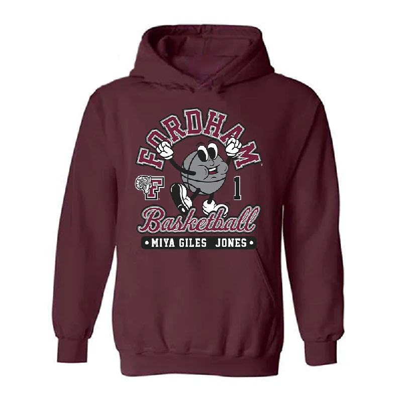 Fordham - NCAA Women's Basketball : Miya Giles - Jones - Fashion Shersey Hooded Sweatshirt Hoodie with Emblem Brand Identity