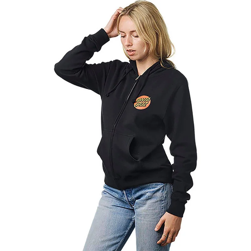 Santa Cruz Classic Dot MW Women's Hoody Zip Sweatshirts (Brand New) Hoodie with Hem Applique Textured Unique