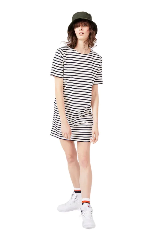 The Tee Dress in Navy & Cream Tunics Chic elegant