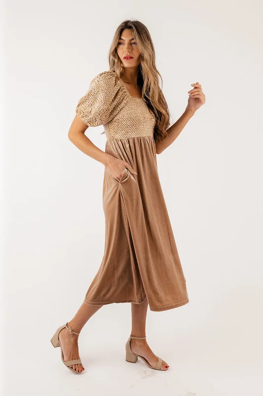 SALT Vivienne Puff Sleeve Velvet Dress Tunics Sale discount