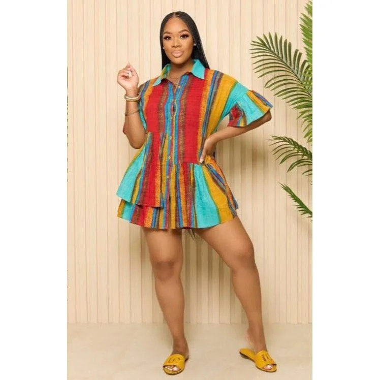 Short Sleeve Lapel Dress Tunics Exclusive limited