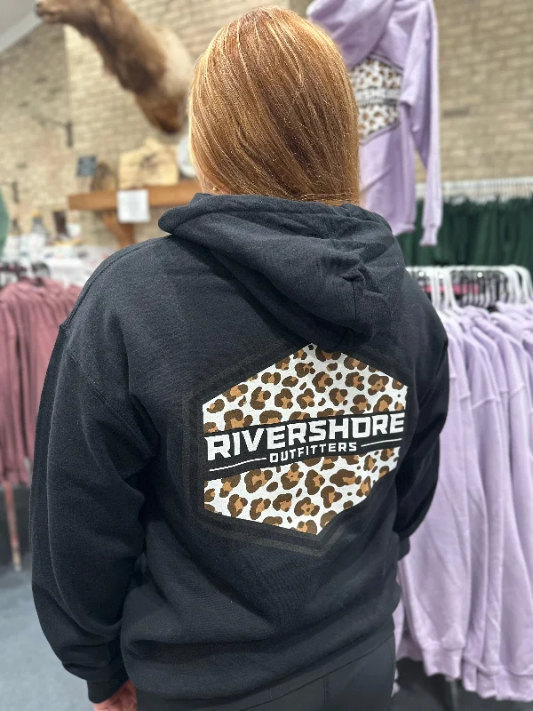 RSO Leopard Hoodie, Black Hoodie with Oversized Fit Loose Comfortable
