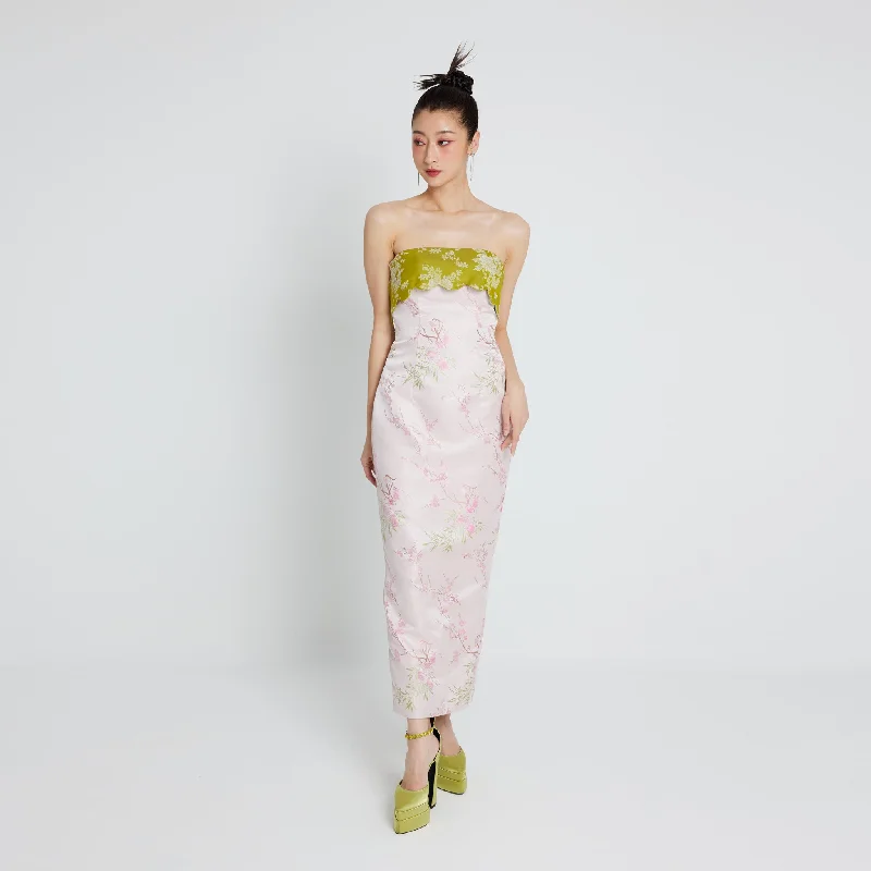 Ke Rou Scallop Tube Dress Tunics Lace romantic