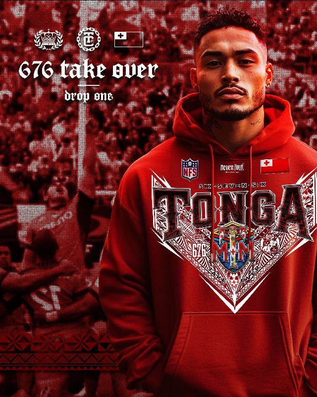 Tonga 676 Heritage League_Gildan Hoodie - White V Hoodie with Button Placket Classic Preppy