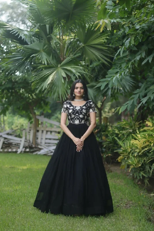 Jyoti Fashion Women's Black Sequins Embroidered Faux Georgette Anarkali Dress Casual Short Summer Jyoti Fashion Women's Black Sequins Embroidered Faux Georgette Anarkali Dress Casual Short Summer