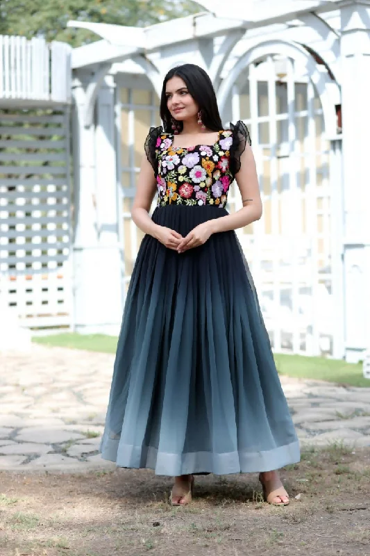 Jyoti Fashion Women's Black Sequins Embroidery Faux Blooming Anarkali Dress Tunics Practical durable Jyoti Fashion Women's Black Sequins Embroidery Faux Blooming Anarkali Dress Tunics Practical durable