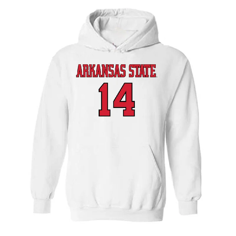 Arkansas State - NCAA Women's Basketball : Annaliese Griffin - Hooded Sweatshirt Hoodie with Hem Detail Decorative Unique