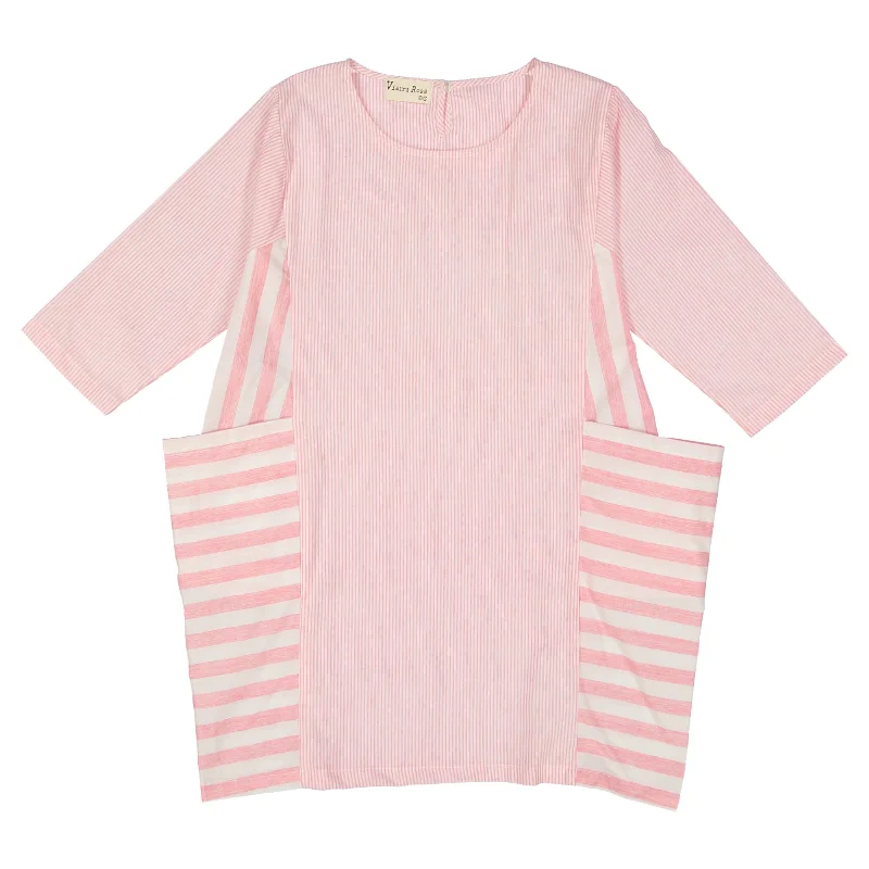 Vierra Rose Pink Stripe Pocket Dress Tunics Polka dots