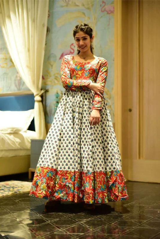 Jyoti Fashion Women's Off White Heavy Digital Printed Cotton Silk Anarkali Dress Casual Short Summer Jyoti Fashion Women's Off White Heavy Digital Printed Cotton Silk Anarkali Dress Casual Short Summer