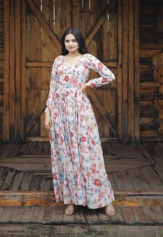 Jyoti Fashion Women's Multicolor Heavy Digital Printed Georgette Anarkali Dress Tunics Versatile stylish