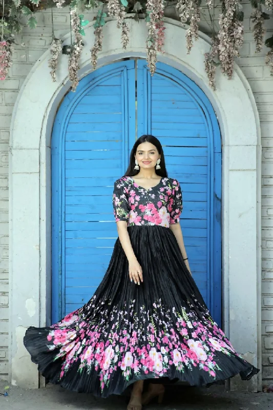 Jyoti Fashion Women's Black Floral Digital Printed Chinon Anarkali Dress Tunics Hiking breathable Jyoti Fashion Women's Black Floral Digital Printed Chinon Anarkali Dress Tunics Hiking breathable