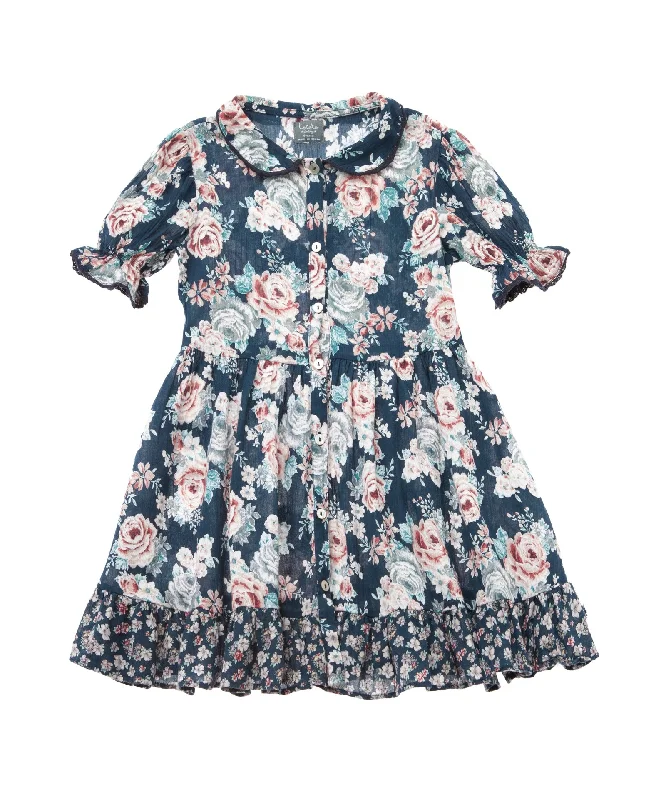 Tocoto Vintage Flower Collar Dress Tunics Practical easy-care