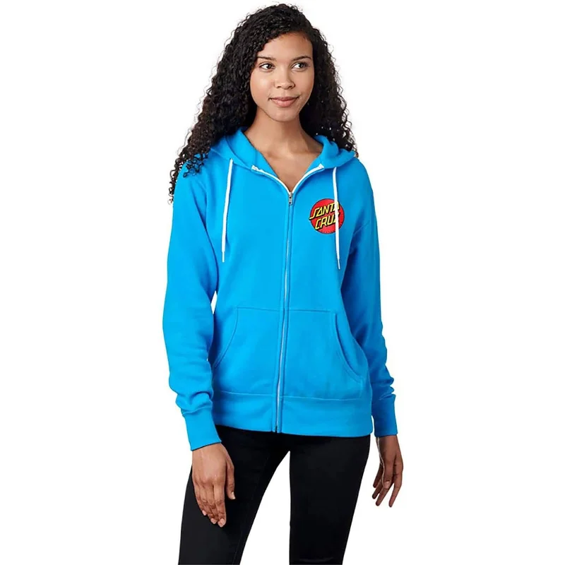 Santa Cruz Classic Dot LW Women's Hoody Zip Sweatshirts (Brand New) Hoodie with Hem Patch Decorative Personalized