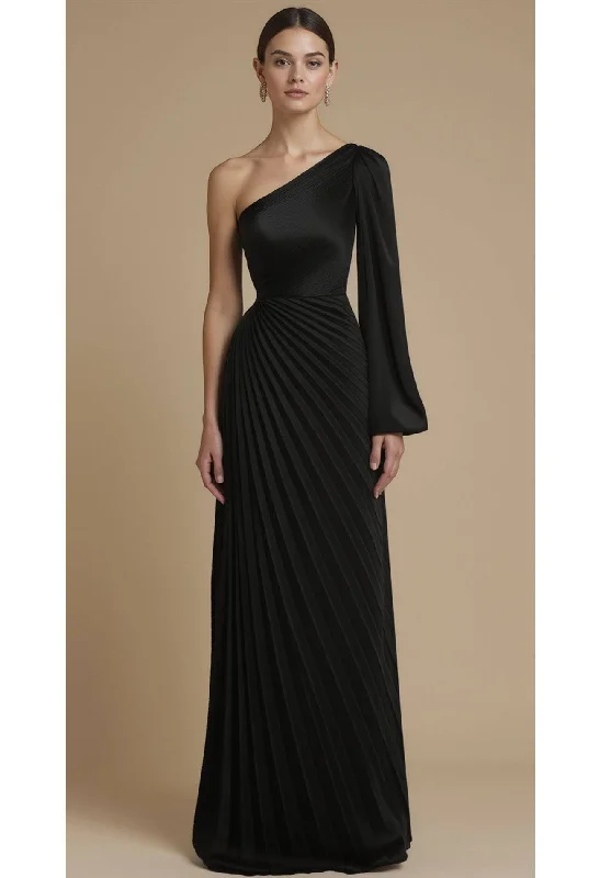 Satin Single Sleeve Long Dress - Black Tunics Fashionable trendy