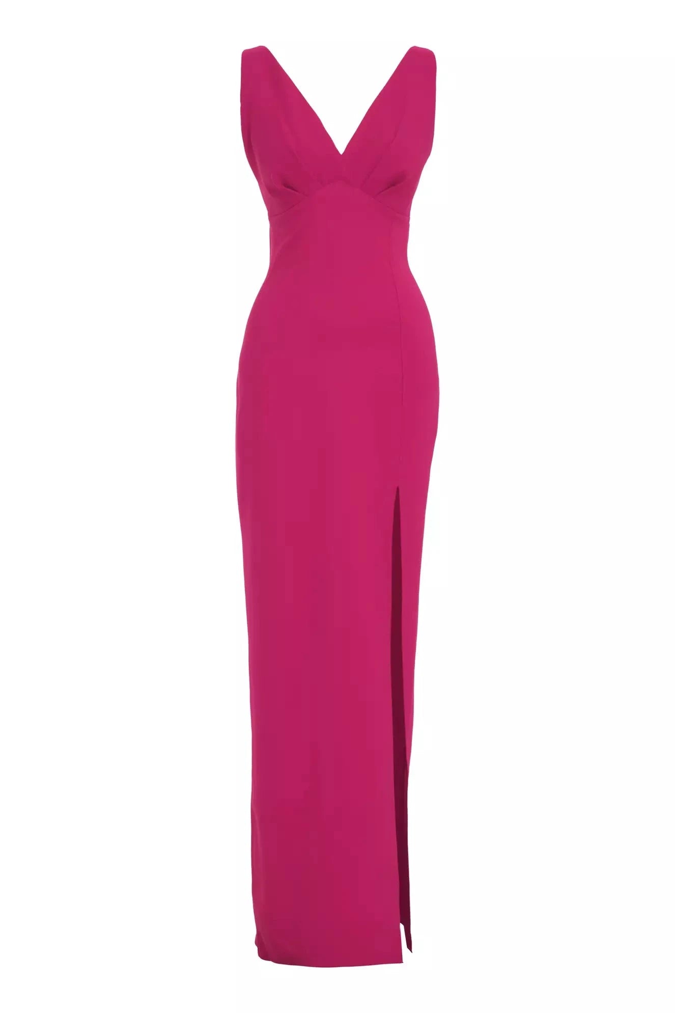 Fuchsia Crepe Sleeveless Long Dress - Fuchsia Tunics Practical easy-care