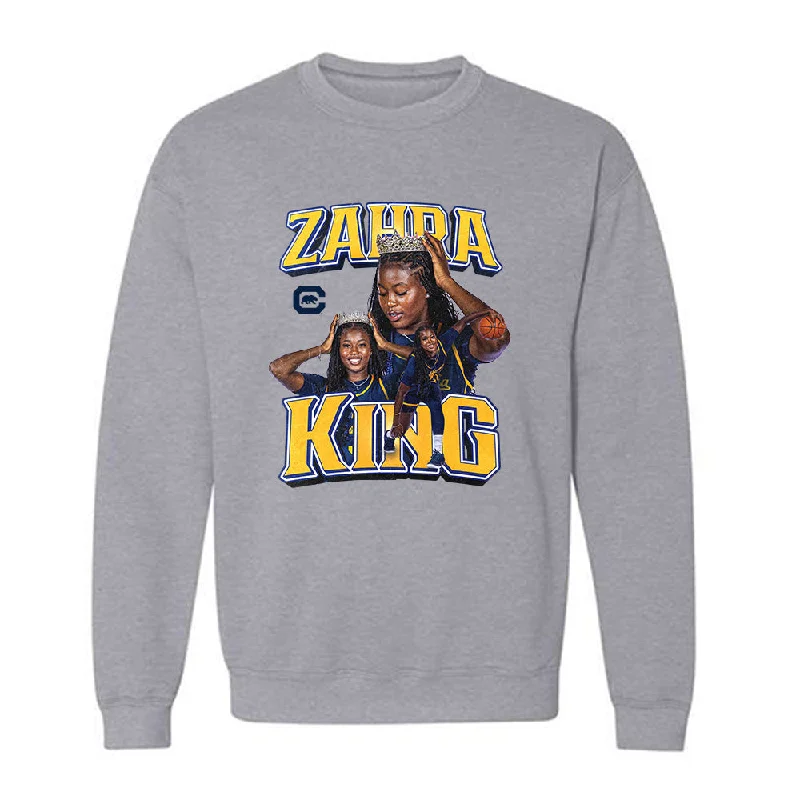 UC Berkeley - NCAA Women's Basketball : Zahra King - Player Collage Crewneck Sweatshirt Hoodie with Hem Drawcord Adjustable Customizable