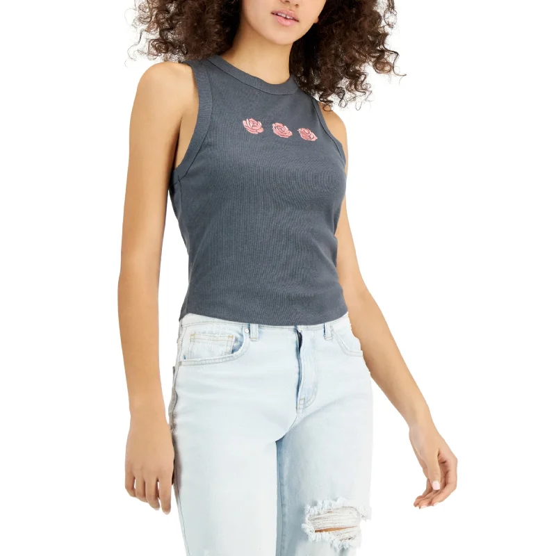 REBELLIOUS ONE - Roses Embroidery Tank Top sage tank top