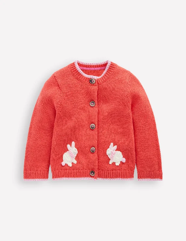 Fun Logo Cardigan-Jam Red Bunnies Cashmere Blend Cotton Blend Poly Blend