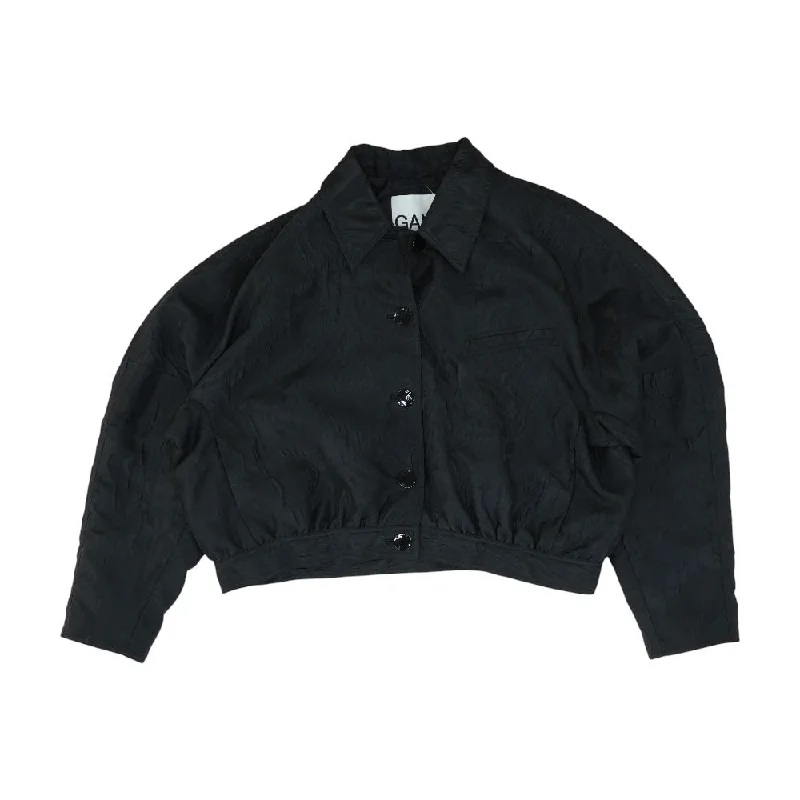 Black Solid Jacket Boat Neck Shawl Collar Notched Collar